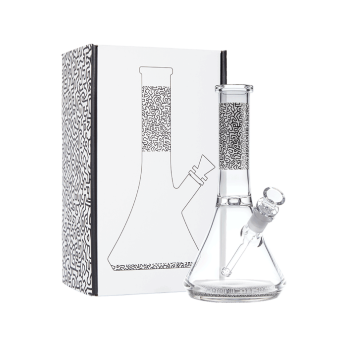 Keith Haring Glass Water Pipe - Black & White - Image 3